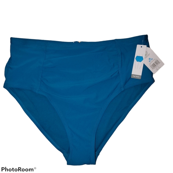 NEW Time and Tru Women's High Waist Swim Bottom - Teal 318 - Picture 1 of 3